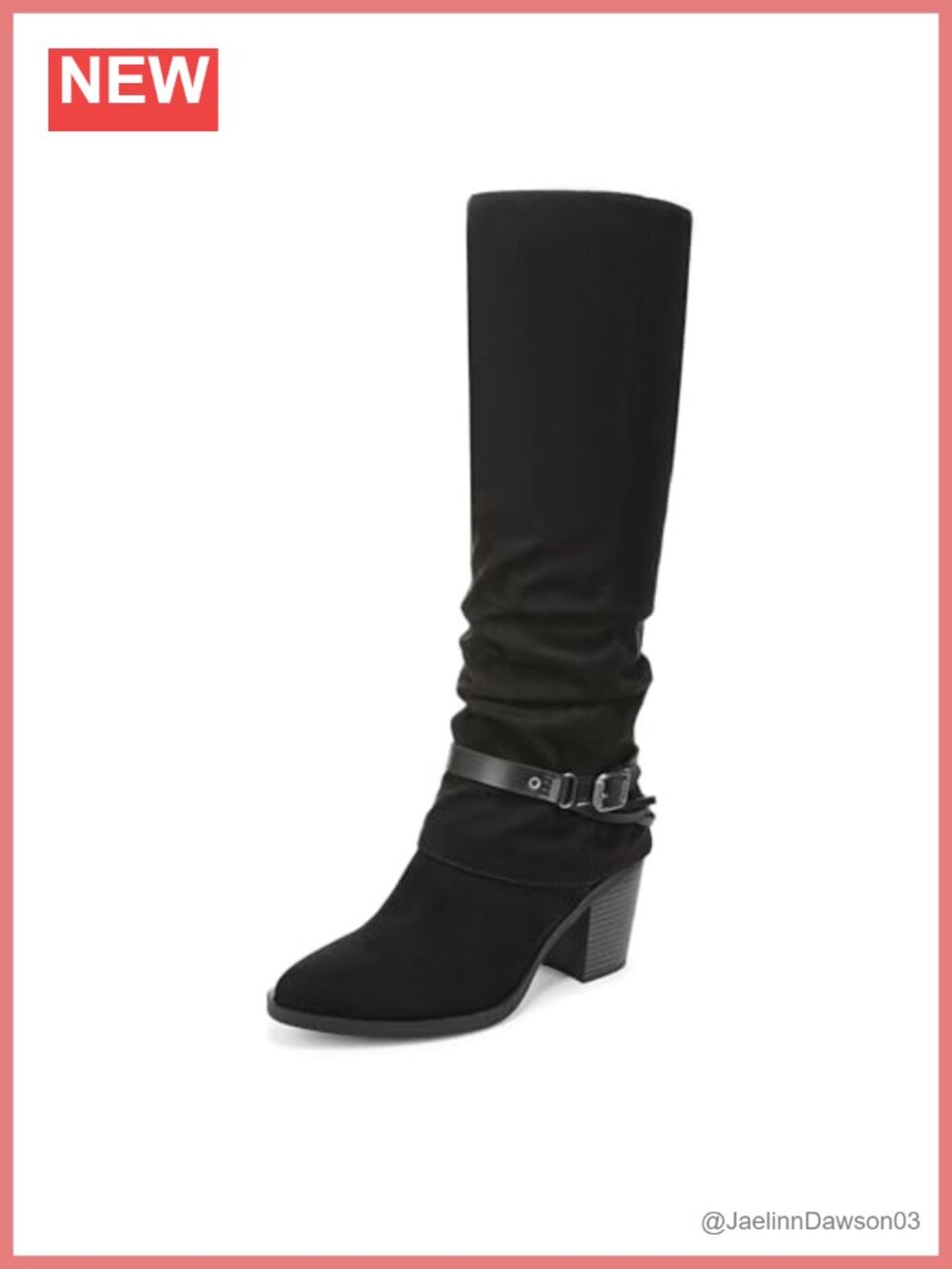 Vegan Microsuede Mid-Calf Equestrian Boots with Block Heel